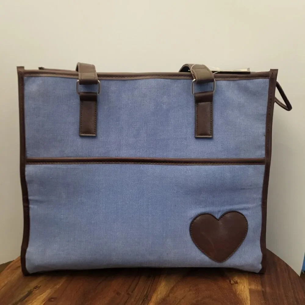 Bow-Wow Pet Carrier Large 15” x 12” x 8” Pets Up to 22lbs Blue Corduroy Unused